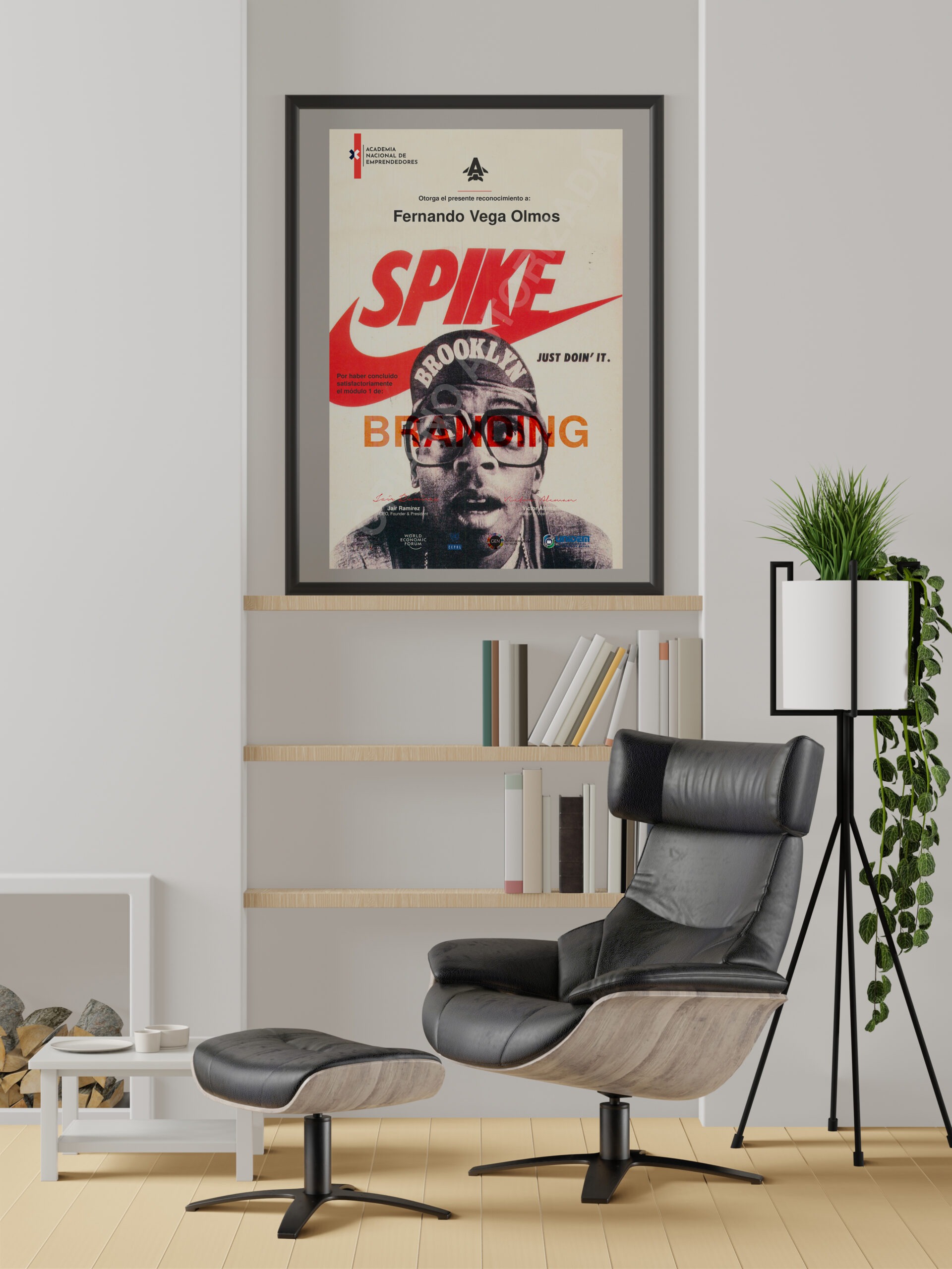 Poster Frame in living room Psd Mockup